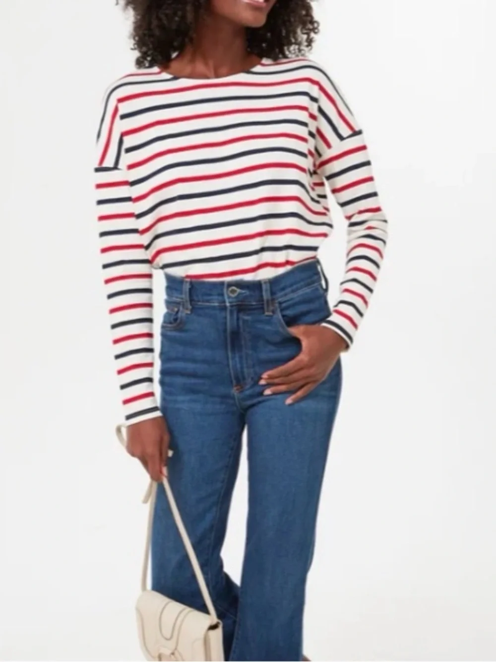 Tuckernuck Americana Stripe Hayden Tee Long-Sleeve Top in White, Red & Navy - Picture 2 of 10